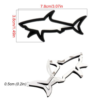 Pegatina de metal 3D para coche, emblema de tiburón y pez, calcomanías para tapa de combustible de motocicleta, decoración, logotipo, accesorios para coche