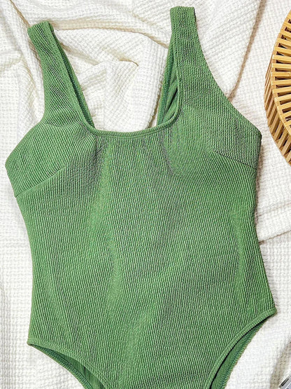 Traje de baño de una pieza para mujer, de corte alto y arrugado, monokini, ajustado, 2025