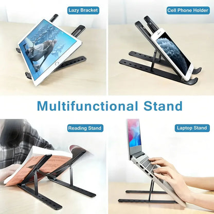 Soporte multifuncional para computadora portátil con siete niveles ajustables en ángulo, soporte plegable para computadora portátil, escritorio, elevación y refrigeración, soporte para tableta