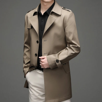 Gabardina de hombre, estilo casual o de negocios, ideal para otoño. Chaqueta larga estilo británico, versátil y con cuello de traje. Nueva prenda urbana.