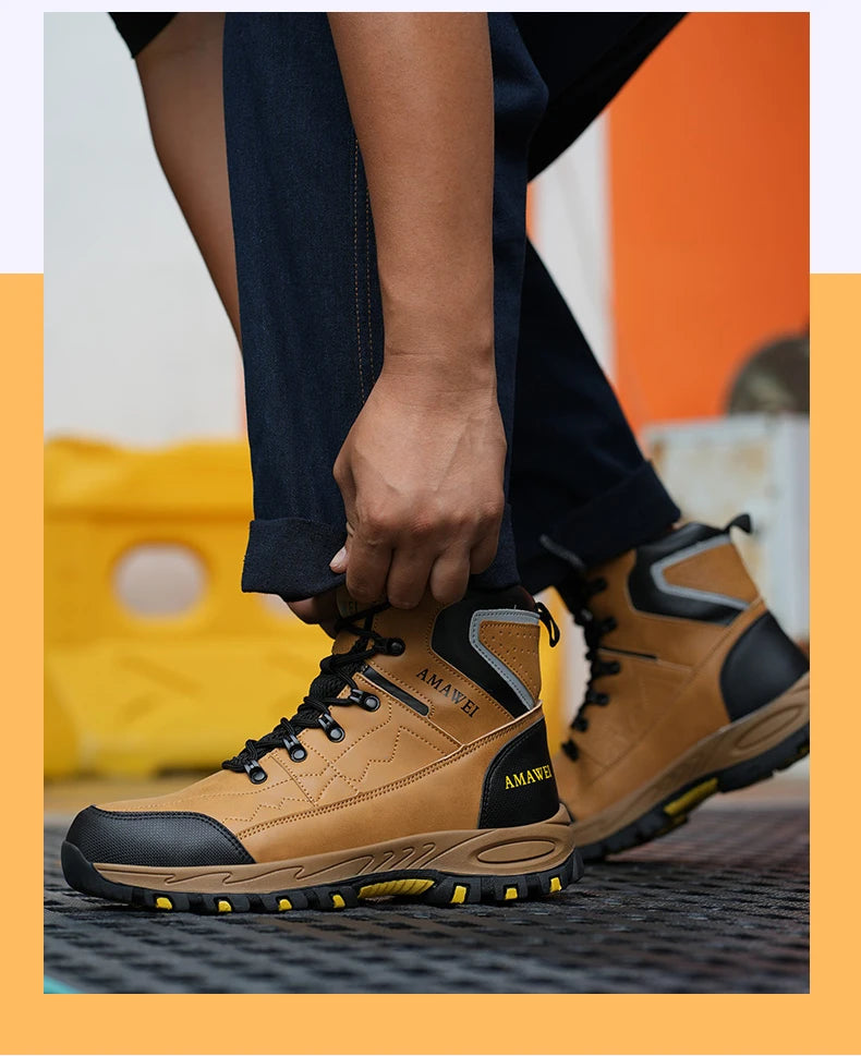Botas de seguridad para hombre, con punta de acero, antiperforación, anticaídas, indestructibles, antideslizantes, impermeables
