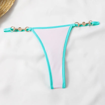 Traje de baño para mujer 2025, traje de baño de dos piezas con cuello halter, conjunto de bikini para mujer, ropa de playa de verano, traje de baño con cordón ajustable, tanga, copa triangular