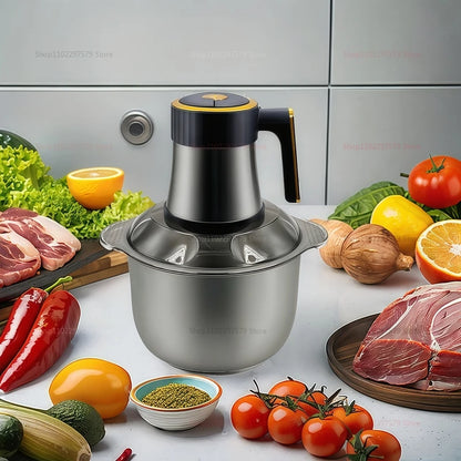 Licuadora multifunción de acero inoxidable para carnes, frutas y verduras. Procesadores de alimentos. Picadora de carne eléctrica de cocina de cinco velocidades.