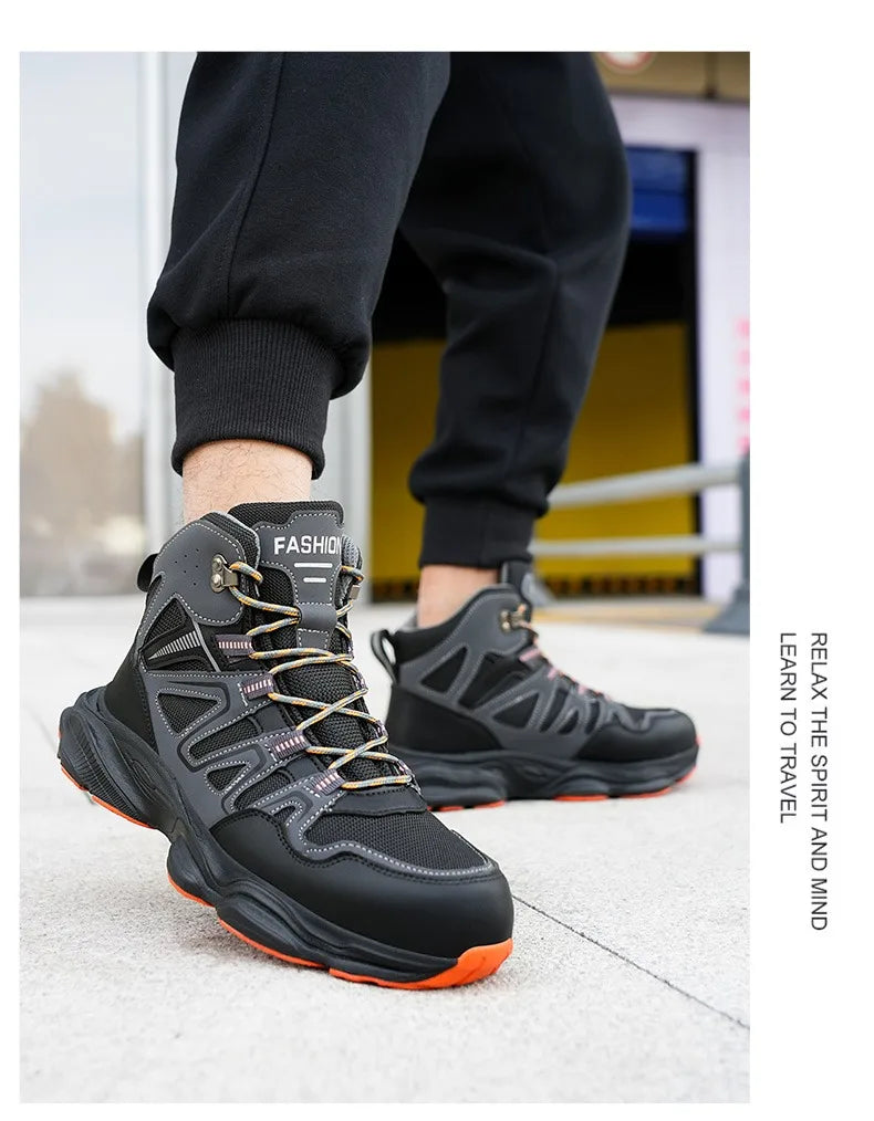 Botas de seguridad indestructibles para hombre, anti-aplastamiento, anti-perforación, para trabajos de construcción, con puntera de acero, botas de trabajo para hombre, calzado de seguridad laboral.