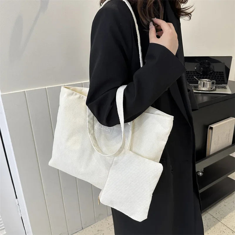 Bolso de mano moderno de gran capacidad, sencillo, estilo coreano, de un solo hombro, para uso diario, con bolsillo para teléfono, poliéster, talla L