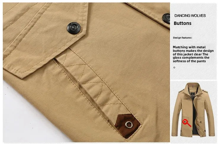 Chaqueta informal de algodón puro lavado para hombre, estilo primavera/otoño, ligera, cortavientos juvenil y a la moda. Abrigo ligero de verano.