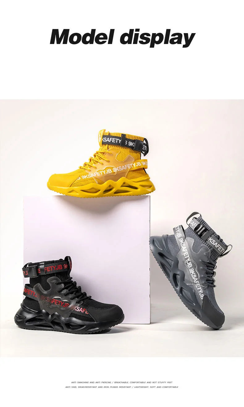 Zapatos de seguridad con puntera de acero para hombre y mujer, botas de trabajo ligeras, transpirables y cómodas, zapatillas de seguridad para la construcción industrial, botas para hombre.