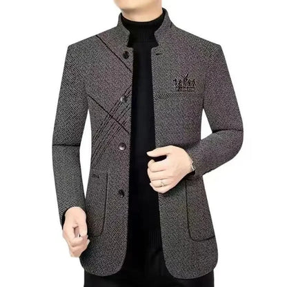 Chaqueta informal de cuello alto para hombre, de primavera, otoño e invierno, de estilo informal, de negocios, modelo fino, adecuada para verano, de origen chino.