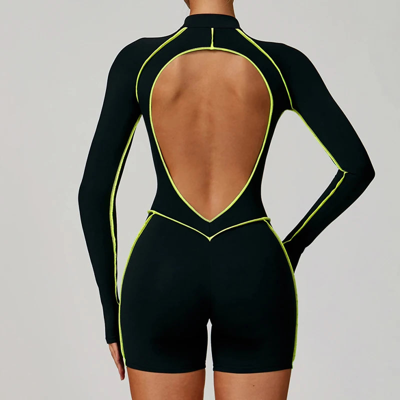 Mono deportivo de mujer Hearuisavy, de alta intensidad para fitness, casual, sin espalda, para yoga, de una pieza, de secado rápido, para gimnasio y entrenamiento.