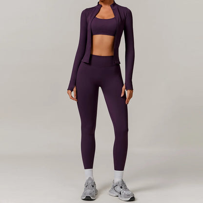 Conjunto de yoga deportivo sin costuras para mujer, 2 o 3 piezas, ropa deportiva para gimnasio, conjuntos de yoga para mujer, chándales, sujetador deportivo, leggings para gimnasio