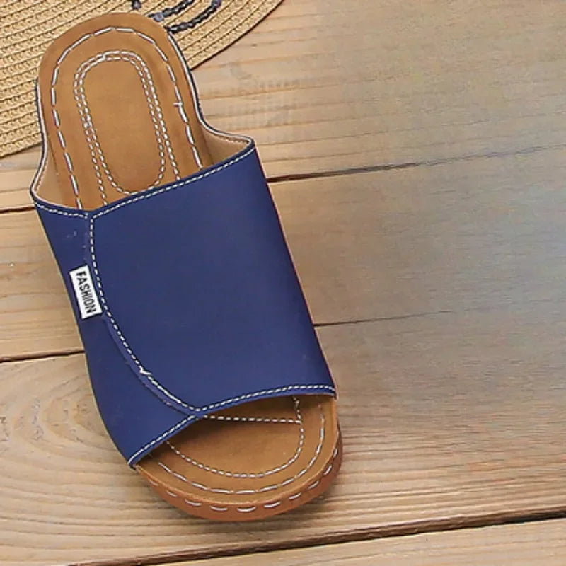 Sandalias de cuña informales para mujer, con punta abierta, ligeras y cómodas, para playa, uso diario, talla grande, verano 2025