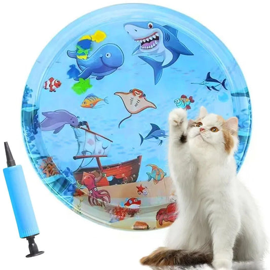Esterilla de agua sensorial inflable gruesa para gatos, suministros para mascotas, esterilla de limpieza y refrigeración, accesorios de verano para gatos.