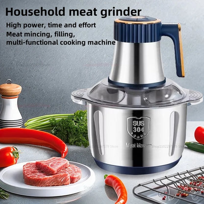Picadora de carne doméstica de cinco velocidades, de acero inoxidable, para carne molida, frutas y verduras, licuadoras eléctricas de cocina, procesador de alimentos