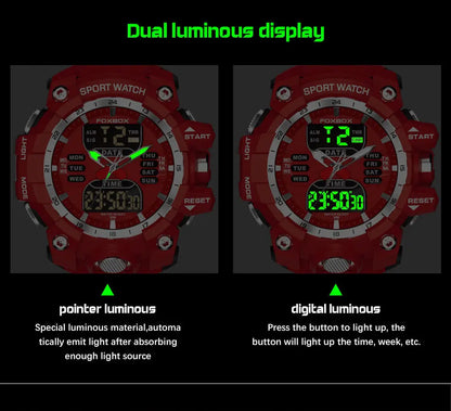 Reloj de hombre LIGE de lujo original, reloj deportivo militar de moda, reloj de cuarzo con pantalla LED dual, calendario, cronógrafo.