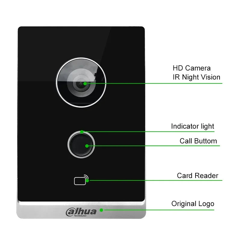 Videoportero IP Dahua VTO2211G-P-S2 PoE para villas, con audio bidireccional, P2P, micrófono integrado, desbloqueo por tarjeta IC y aplicación móvil.