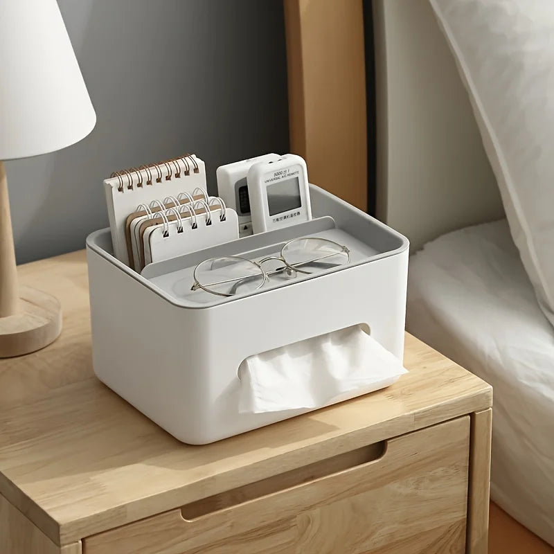 Caja de almacenamiento multifuncional para escritorio, caja de pañuelos, caja de cartón para cajones, estante para guardar artículos diversos con control remoto, organización de almacenamiento de escritorio