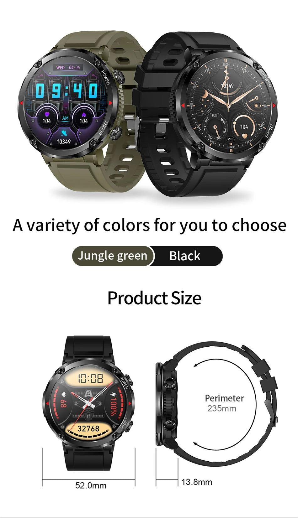 Reloj inteligente LIGE con batería grande de 600 mAh para hombre, reloj inteligente deportivo resistente al agua con llamadas Bluetooth y pantalla AMOLED.