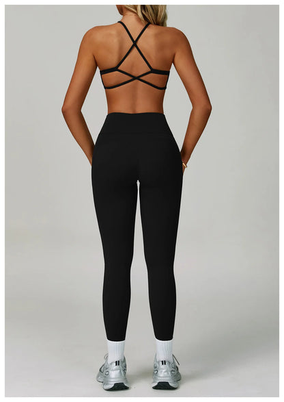 2 Piece Set Women's Tracksuit Fitness Clothes Yoga Sets Sportswear Workout Bra High Waist Leggings Set Gym Clothing Sports Suits