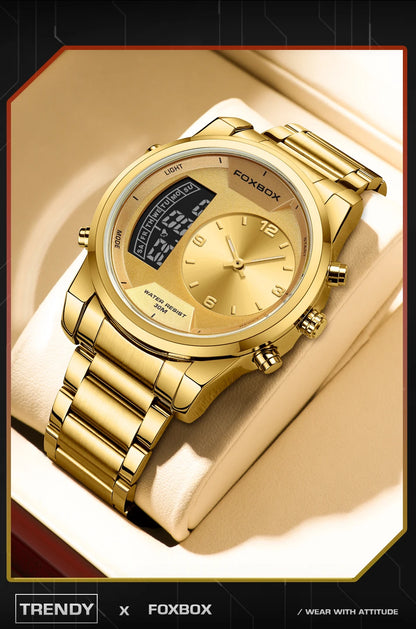 LIGE - Reloj digital de moda para hombre, deportivo, informal, resistente al agua, de cuarzo, cronógrafo de lujo, marca FOXBOX