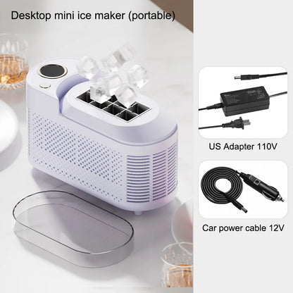 Máquina de hielo portátil pequeña de 110 V/220 V para el hogar, dormitorio, oficina, camping, 12 V, para coche, máquina automática para hacer cubitos de hielo.