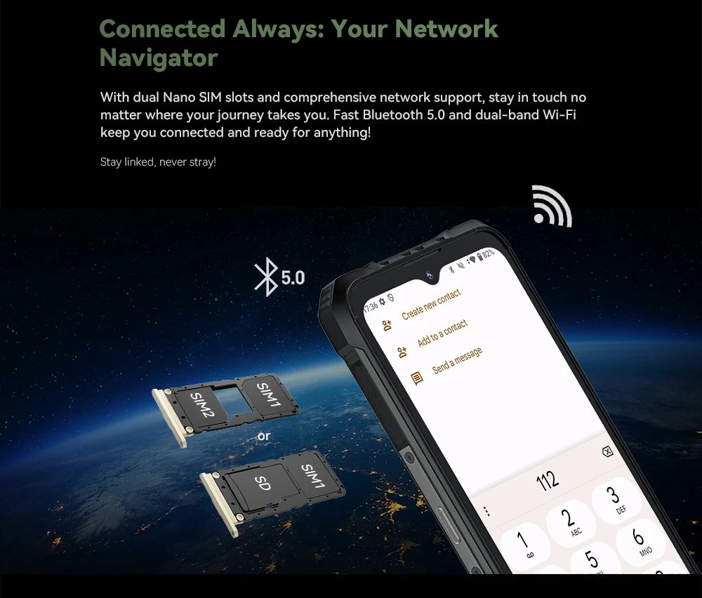 Cubot KingKong ACE 2, smartphone ultradelgado y resistente, Android 14, 16 GB de RAM (6 GB + 10 GB), + 128 GB de ROM, pantalla de 6,56" a 90 Hz, NFC.