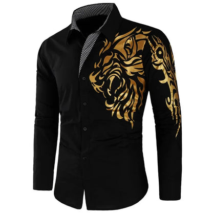 2025 men's long sleeved shirt printed shirt fashionable new style casual high-quality elegant men's top clothing
