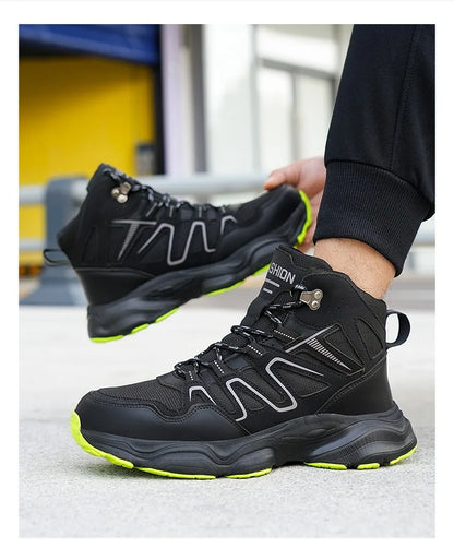 Botas de seguridad indestructibles para hombre, anti-aplastamiento, anti-perforación, para trabajos de construcción, con puntera de acero, botas de trabajo para hombre, calzado de seguridad laboral.