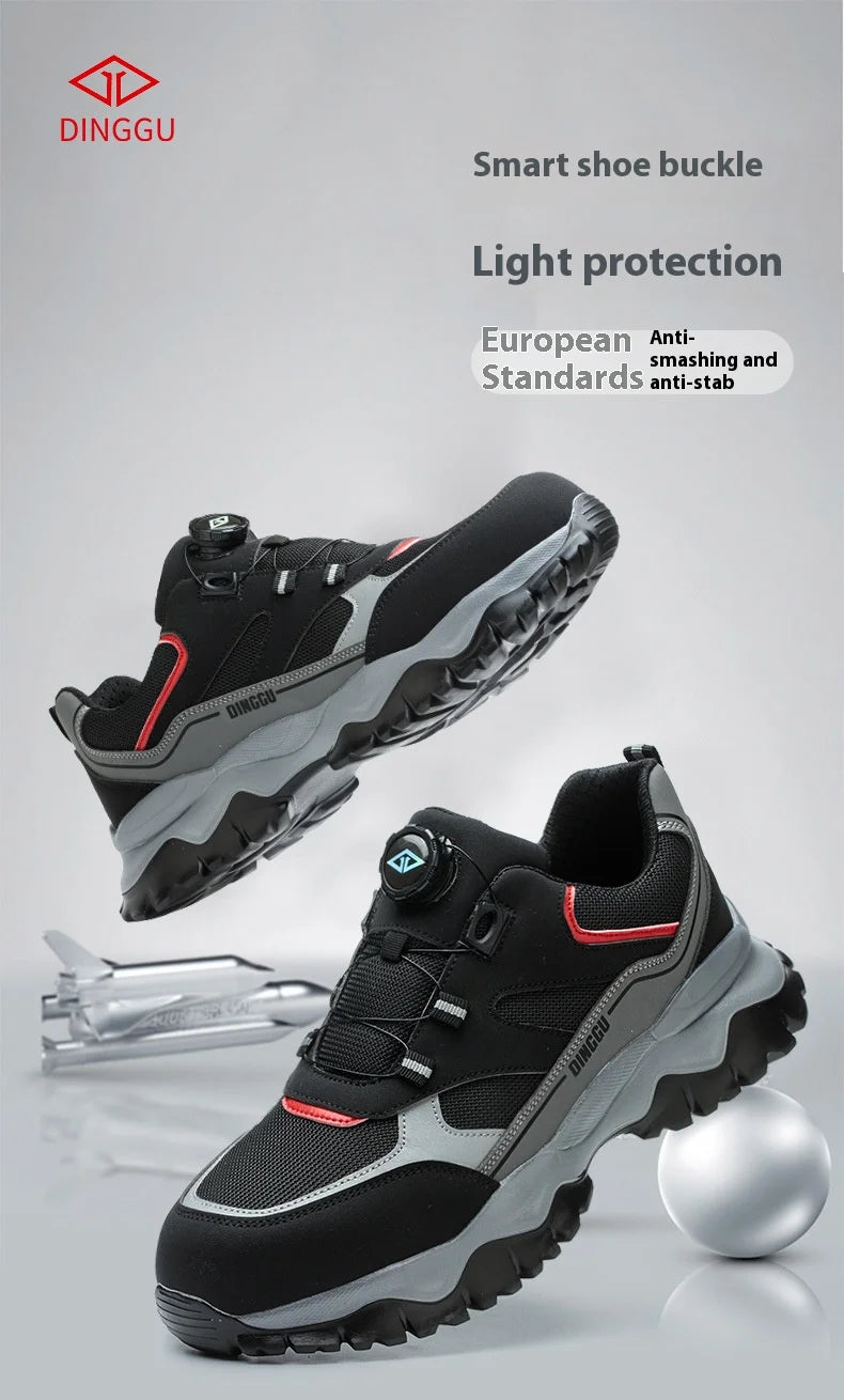 Zapatos de seguridad tipo zapatillas ligeras y transpirables con puntera de acero, diseño antiperforación, amortiguación de impactos y protección antiaplastamiento, calzado de trabajo para hombre.