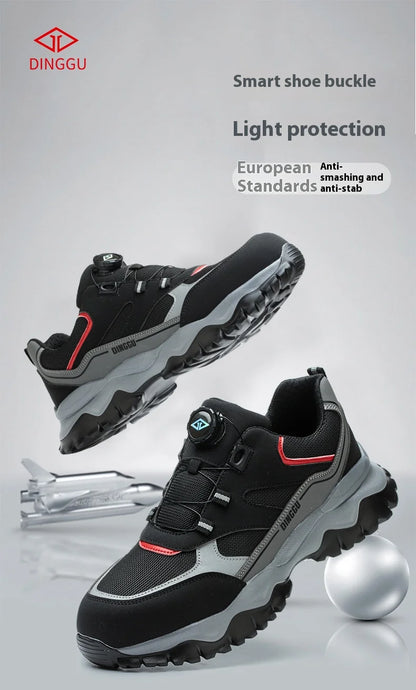 Zapatos de seguridad tipo zapatillas ligeras y transpirables con puntera de acero, diseño antiperforación, amortiguación de impactos y protección antiaplastamiento, calzado de trabajo para hombre.