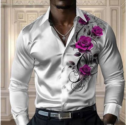 Camisa rosa de alta gama para hombre, camisa informal y cómoda de manga larga con botones, camisa moderna para las cuatro estaciones, diseño de tallas grandes
