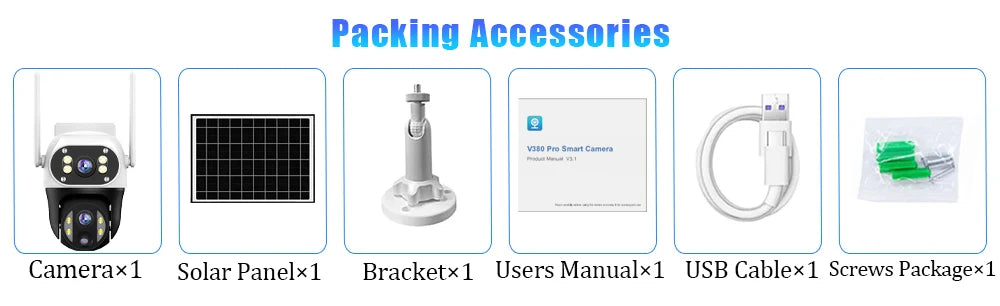 Cámara solar con tarjeta SIM 4G, lente dual de 12 MP, resistente al agua, para exteriores, CCTV, protección de seguridad V380 Pro, batería integrada.