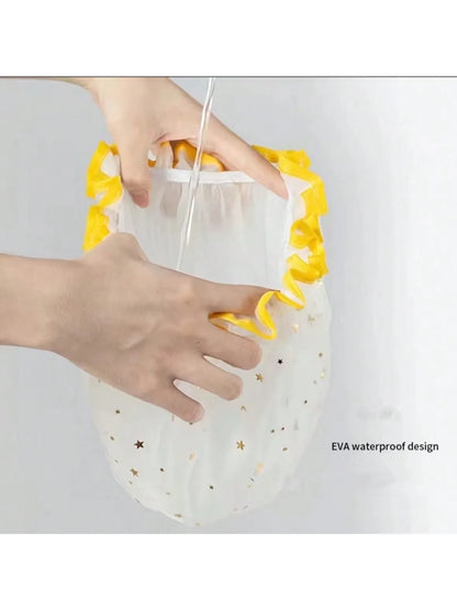 Gorro de ducha impermeable de doble capa para cabello largo, corto y rizado. Reutilizable e ideal para mujeres y niñas.