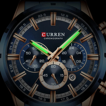 CURREN - Reloj deportivo de cuarzo para hombre, de lujo, de acero inoxidable, resistente al agua, cronógrafo, Masculino