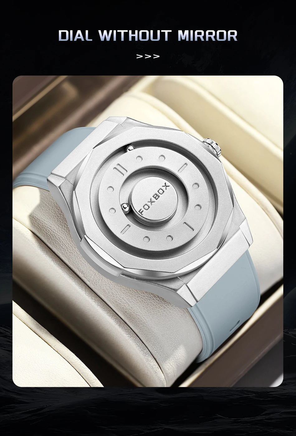 FOXBOX Reloj impermeable para hombre, marca de moda superior, de lujo, con puntero de desplazamiento y fuerza magnética, relojes de pulsera de cuarzo para hombre, Montre Homme