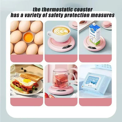 Calentador de tazas USB con 3 configuraciones de temperatura, posavasos calefactor para tazas de café de invierno, placa calefactora termostática inteligente, almohadilla calefactora para leche, té y agua