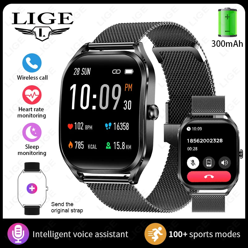 Reloj inteligente FOXBOX para mujer, con pantalla curva 3D, Bluetooth, llamadas, deportivo, resistente al agua, monitor de salud, para hombre y mujer.