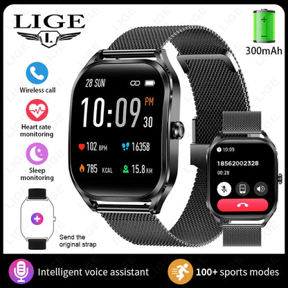 Reloj inteligente FOXBOX para mujer, con pantalla curva 3D, Bluetooth, llamadas, deportivo, resistente al agua, monitor de salud, para hombre y mujer.