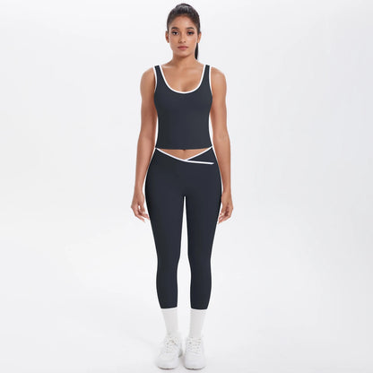 Conjunto de 2 piezas de pantalones de yoga con espalda descubierta y leggings para correr, de cintura alta, con estampado de melocotón y glúteos, para fitness y deportes.