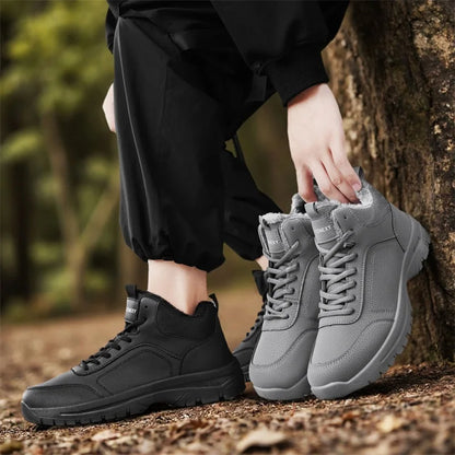 Botas de nieve de gran tamaño para hombre, zapatos de invierno de algodón, botines, zapatos de trabajo para hombre, botas de cuero impermeables de alta calidad, Bota Masculina