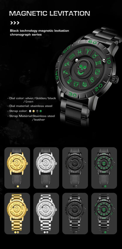 Nuevo reloj de lujo para hombre de la marca original FOXBOX, a la moda, con calavera, puntero deslizante, fuerza magnética, impermeable, de cuarzo.