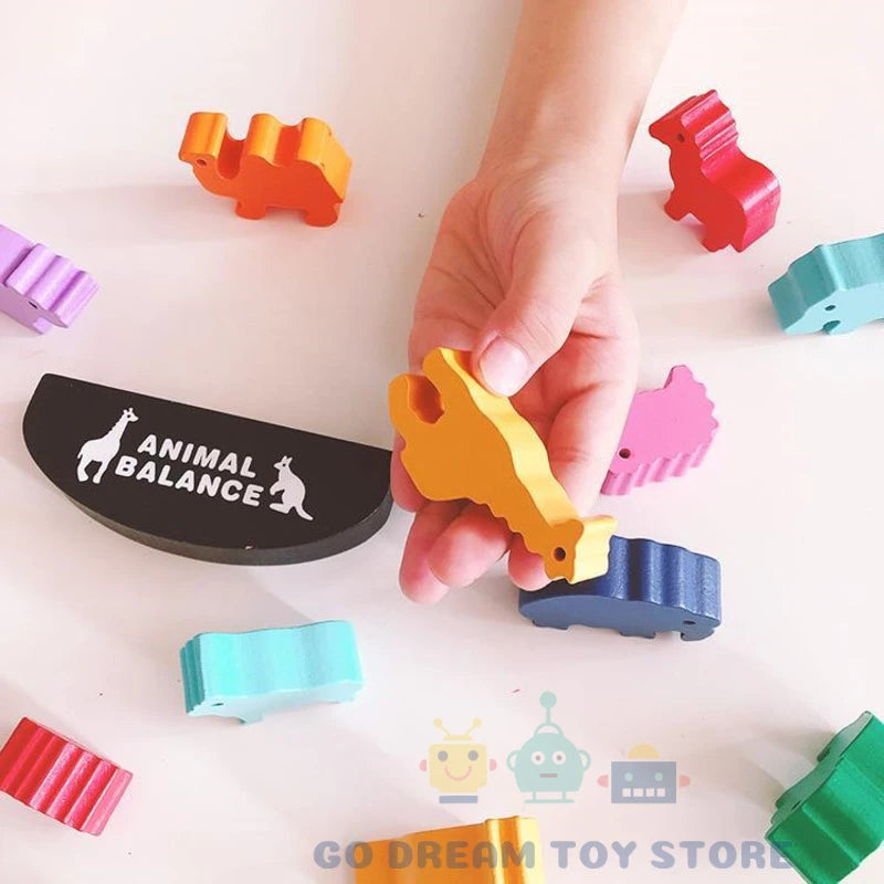 Bloques de equilibrio de madera, juguetes para niños, animales, dinosaurios, construcción, apilamiento, juegos de mesa altos, juguete Montessori de madera, regalo para niños