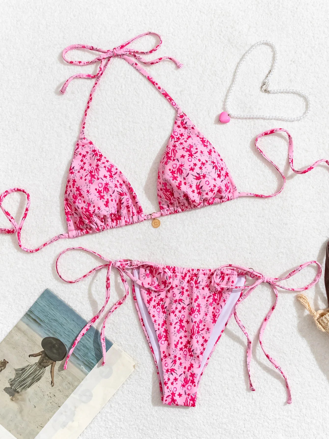 Conjunto de bikini para mujer, novedad de 2025, con tiras laterales ajustables, traje de baño de alta gama, sexy, de dos piezas, para playa, de verano, push up.