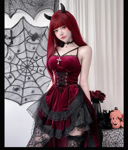 European and American Diablo Gothic Halloween Costume Ladies Dress Dovetail Witch Vampire Bride Performance Costume