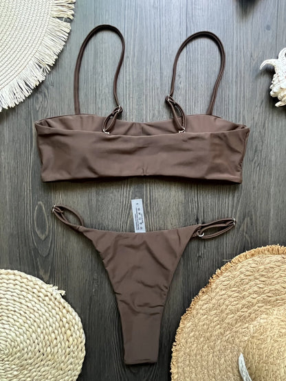Bikini de diamantes 2025, bañador sexy para mujer, bikini bandeau con efecto push up, bañador femenino brillante, traje de baño floral, ropa de playa