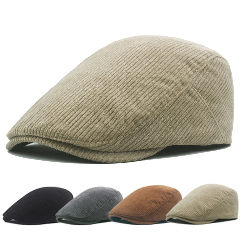 Sombreros de pana para hombre, boinas retro, gorras planas informales de temporada, sombreros de papá a la moda, gorros unisex, sombrero de artista retro.