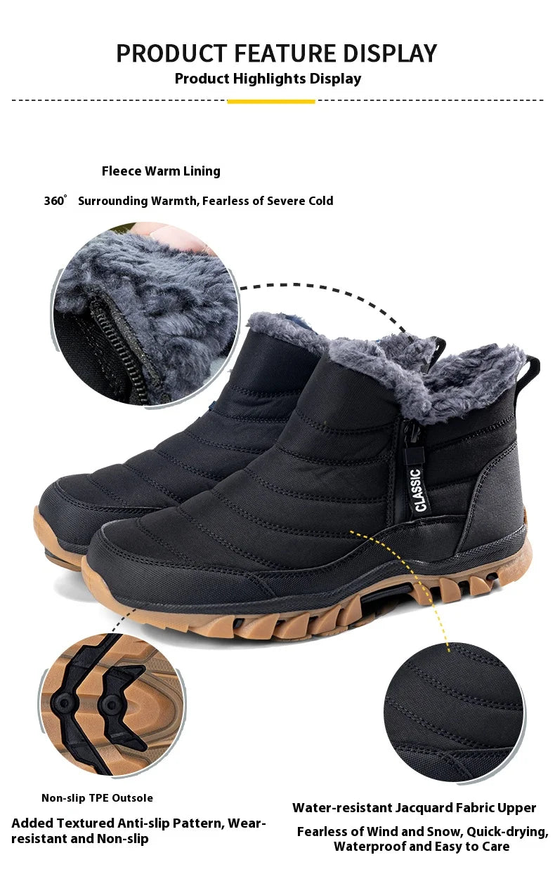 Botas de hombre para mantener el calor, zapatos de invierno para hombre, botines impermeables, zapatos de piel, botas de nieve, zapatos casuales de invierno, botines para hombre