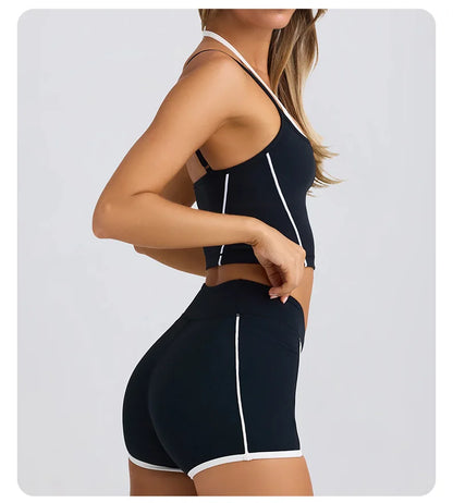 Ropa interior deportiva, chaleco, pantalones cortos, sujetador con tirantes, espalda descubierta, pilates, ajustado, elástico, para fitness, correr, yoga, conjunto de ropa para mujer
