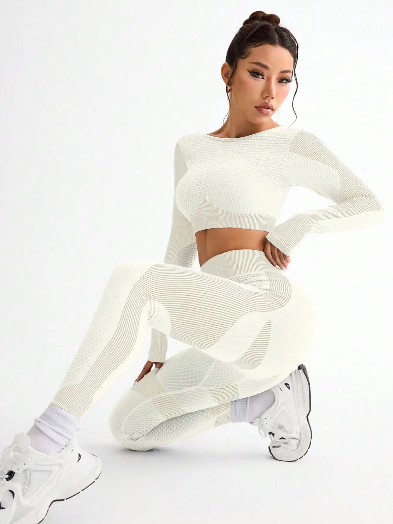 2 piezas, superventas, nuevo, deportivo, ajustado, para correr, transpirable, sin costuras, traje de yoga para mujer, traje de fitness al aire libre para mujer.