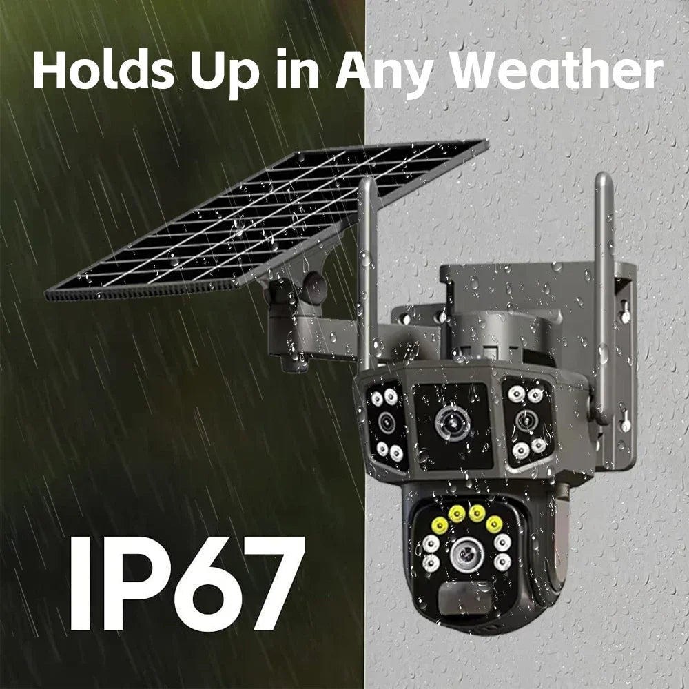 Cámara de seguridad exterior V380, 4K de doble lente, circuito cerrado de televisión solar inalámbrica WIFI, cámara solar con SIM 4G, cámara CCTV