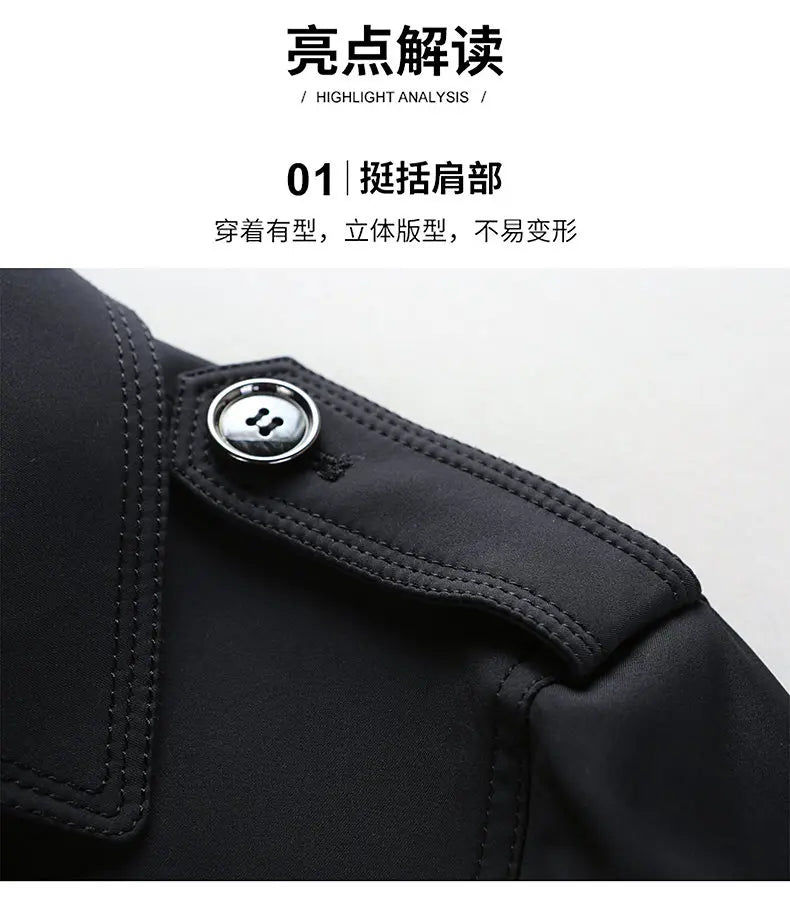 Spring Autumn Streetwear Fashion Trench Coat Men's Designer Overlong British Coats Man's Clothing With Epaulets Men's Jackets